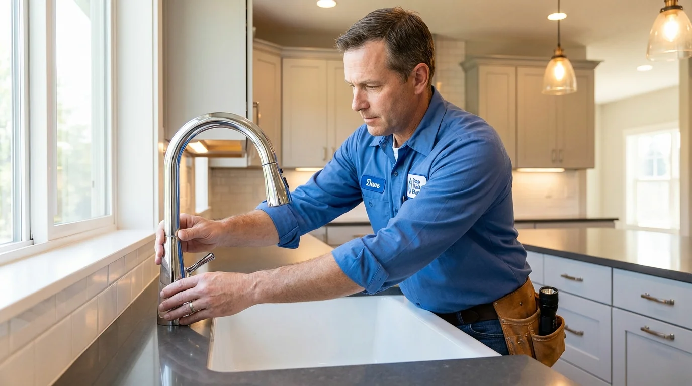 Kitchen faucet installation by Johns Plumbing LLC in Mendon
