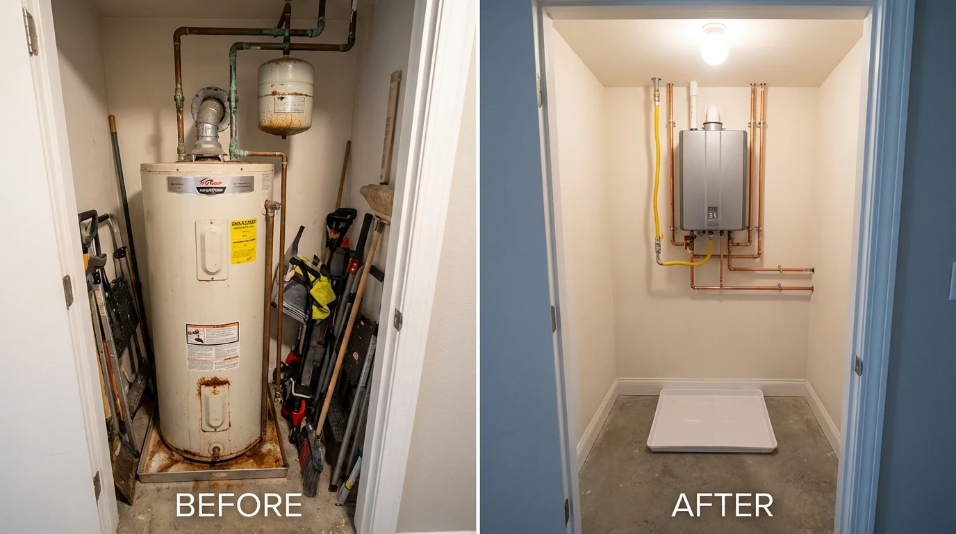 Tank water heater versus wall-mounted tankless unit comparison for Mendon, UT homeowners